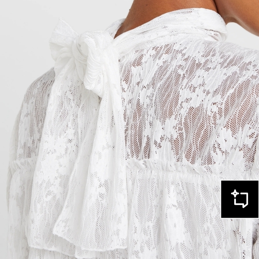 $395 NWT French See by Chloe Crystal White Lace Long Sleeve Top . Size 36 (US 5) - Picture 4 of 15